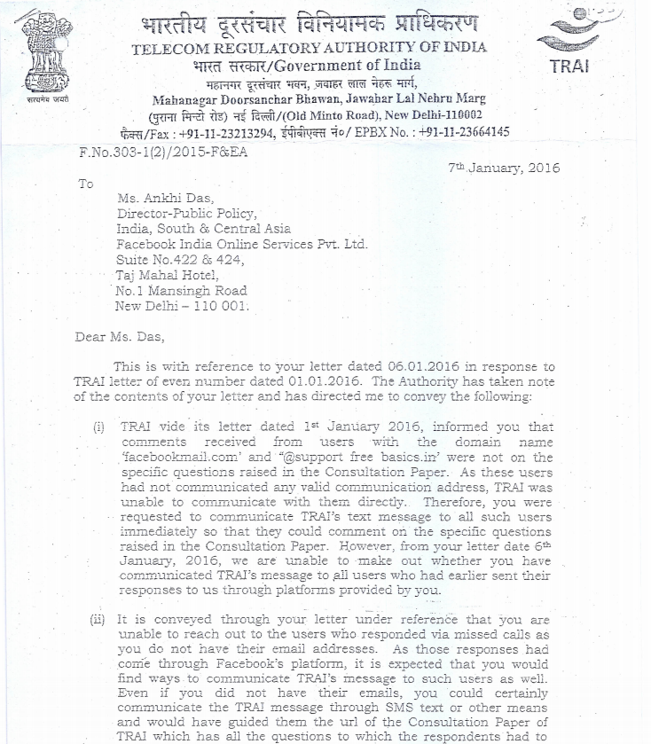 TRAI to Facebook: Spam needs to be meaningful.