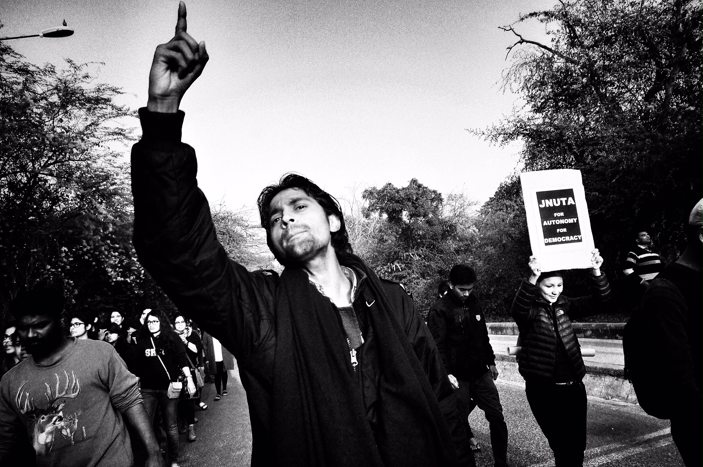 JNU students protest the police action against JNUSU president Kanhaiya Kumar. Credit: Shome Basu
