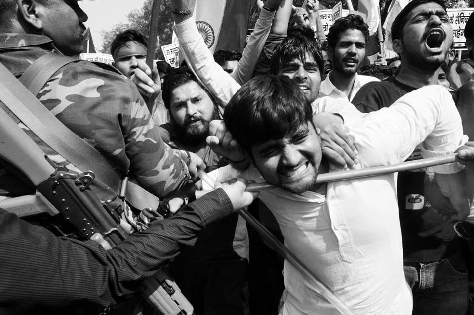 ABVP activists at a protest against