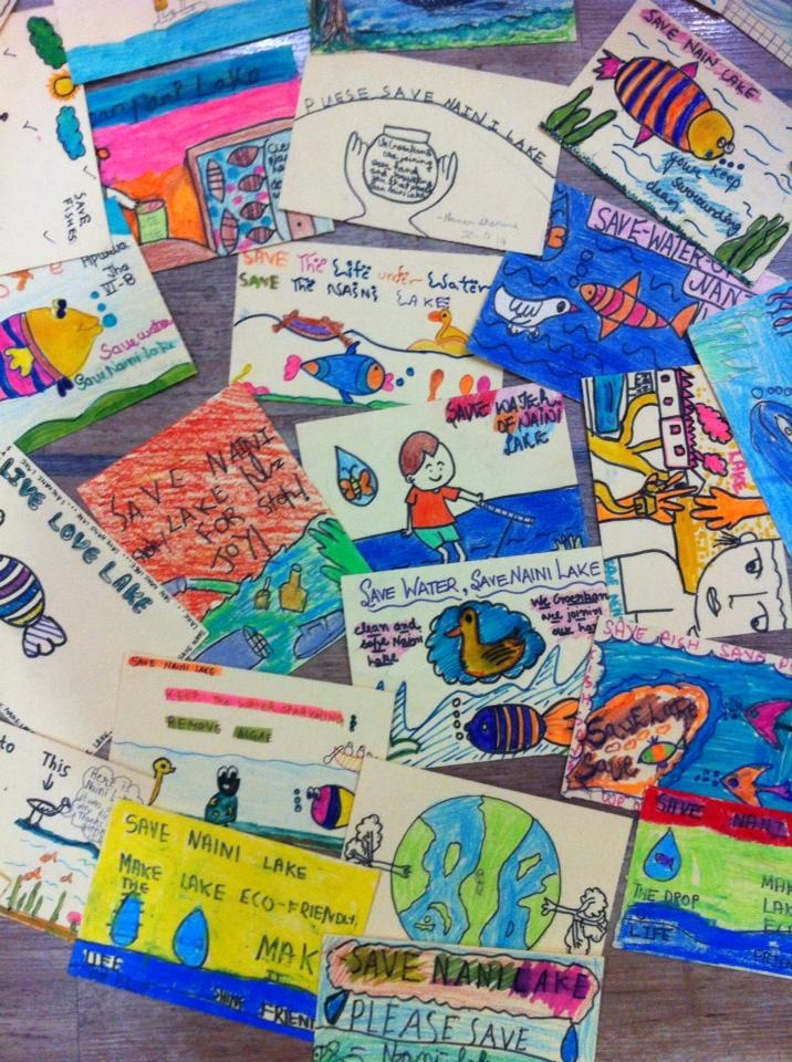 Children’s drawings in support of the Save Naini Lake campaign. Credit: Save Naini Lake Facebook page