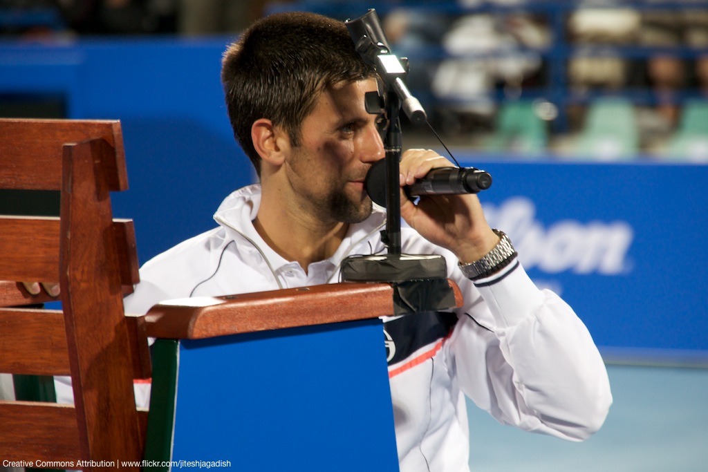 Surely you're joking, Novak? Djokovic at a tournament in 2011. Credit: jiteshjagadish/Flickr, CC BY 2.0