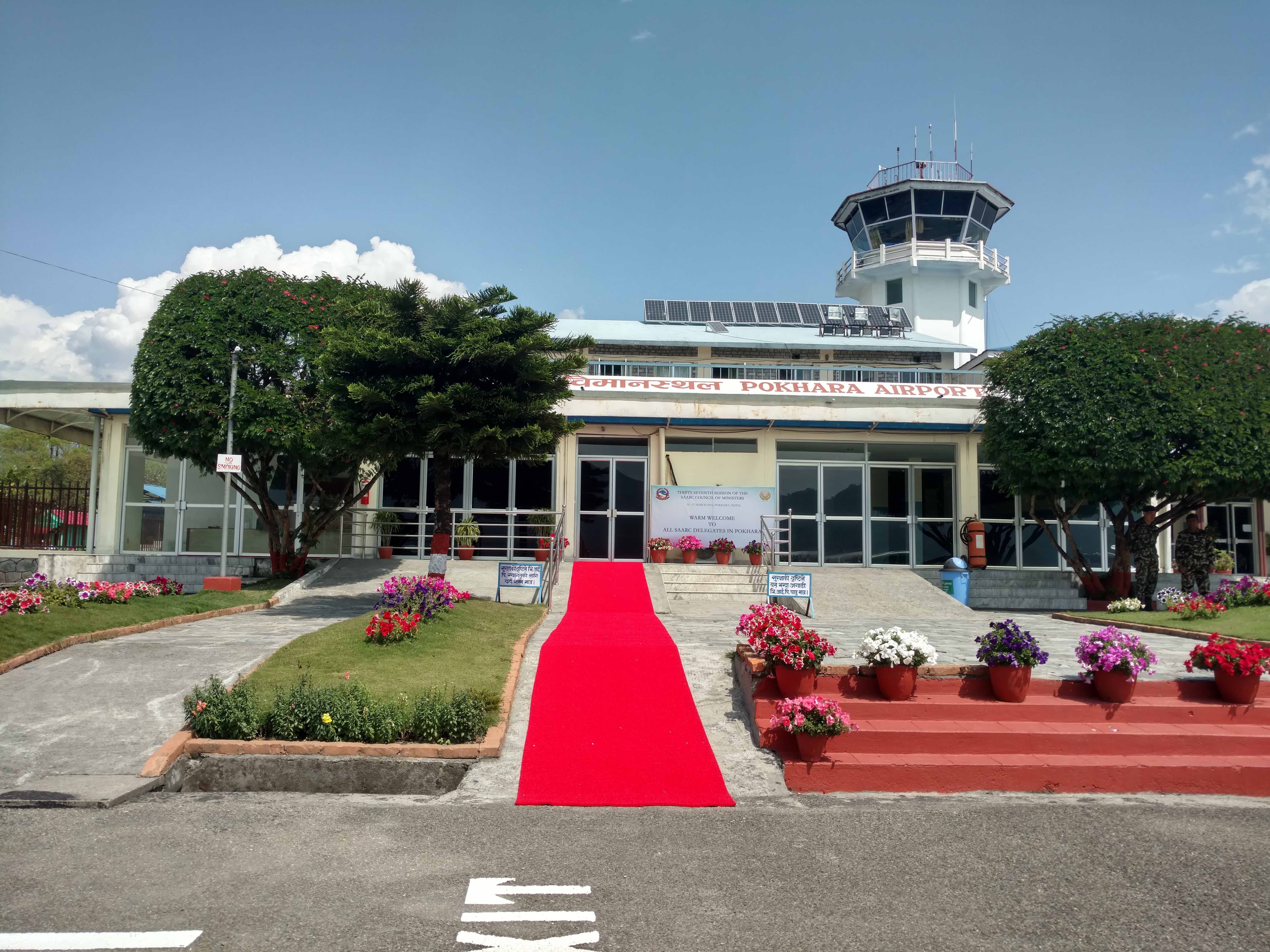The red carpet at Pokhara airport. Credit: Devirupa Mitra