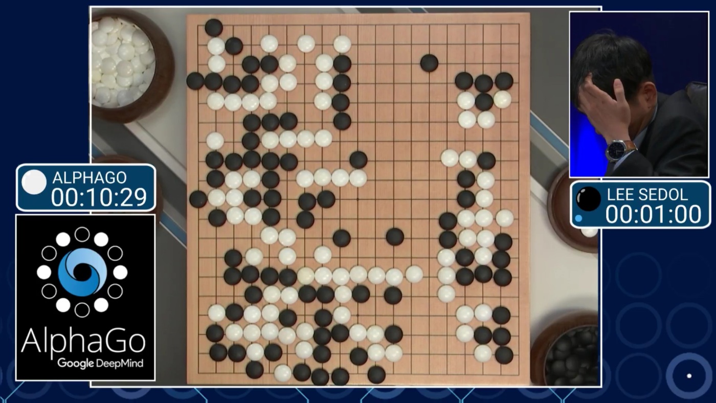 At the end of the third game of Go between Google's DeepMind AI and Lee Se-dol. The game ended with the AI's third successive victory and its clinching the series of five. Credit: Google DeepMind