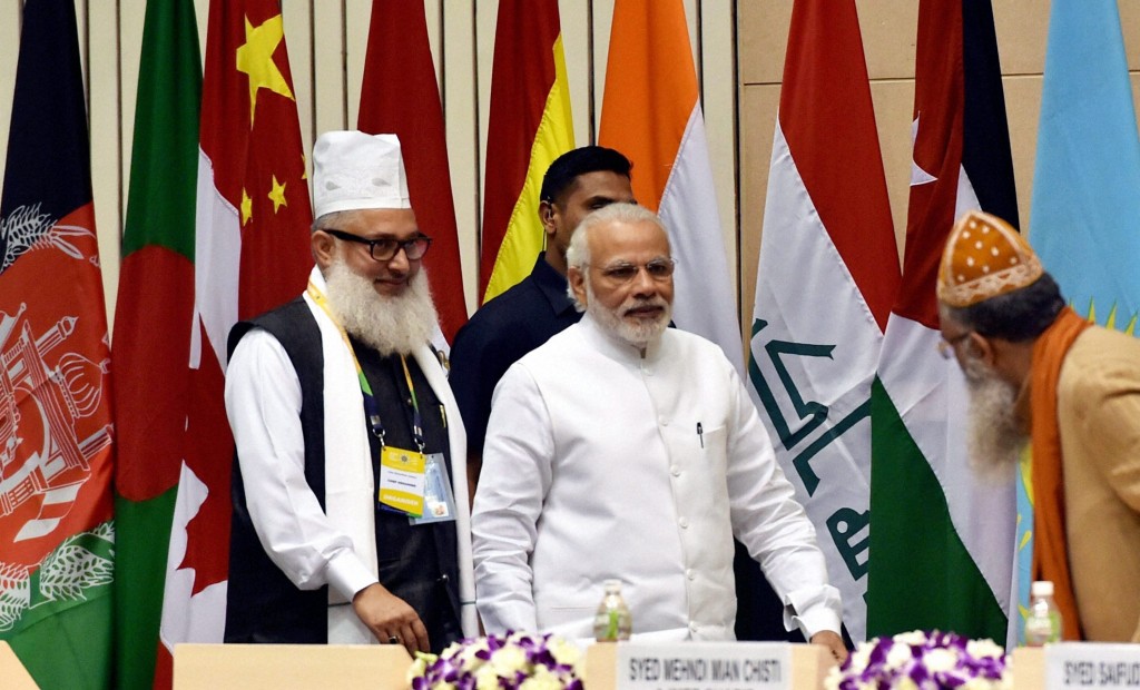 Prime Minister Narendra Modi at the World Sufi Forum in New Delhi. Credit: PTI Photo by Vjay Verma