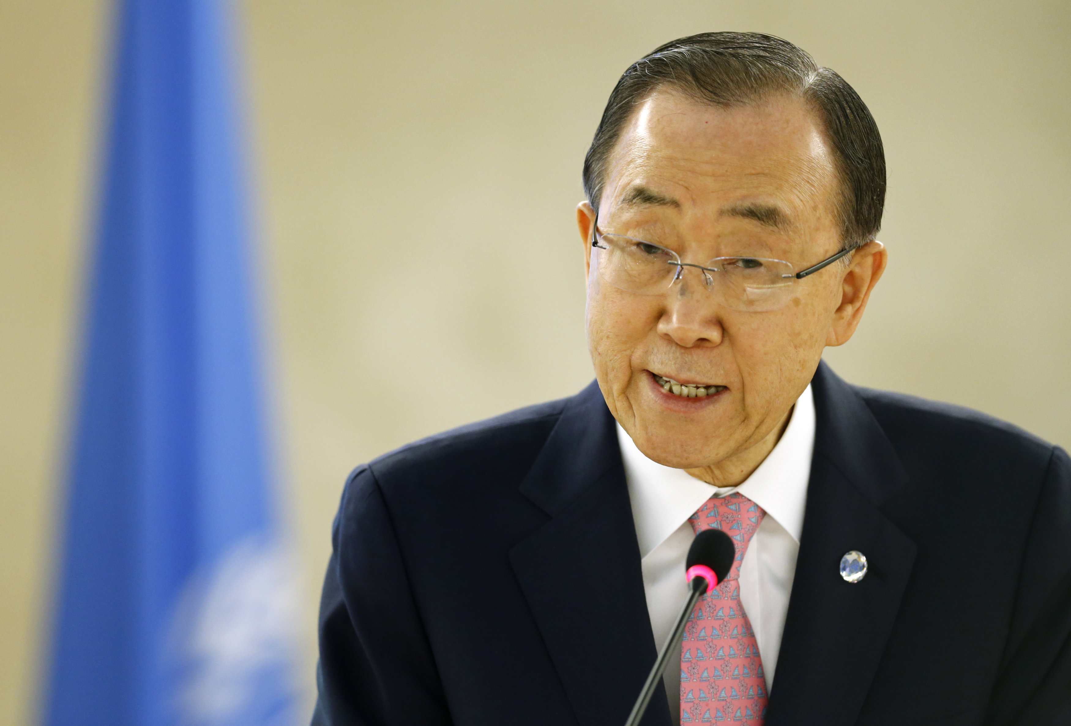 U.N. Secretary-General Ban Ki-moon addresses the Conference on the Prevention of Violent Extremism at the United Nations in Geneva, Switzerland, April 8, 2016. Credit: Reuters/Denis Balibouse