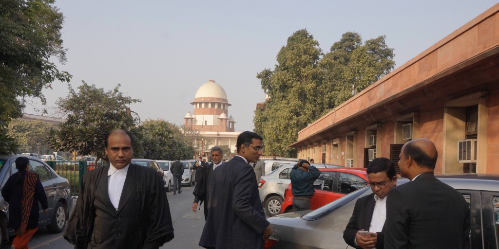 Lawyers at the Supreme Court complex. Credit: Shome Basu