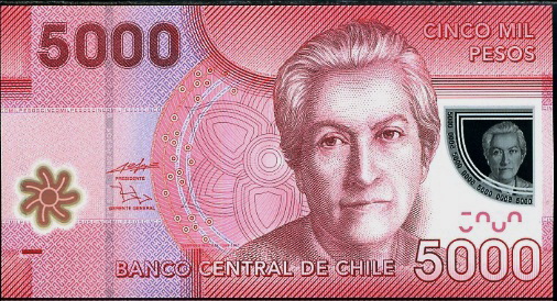 Chilean poet Gabriela Mistral featured on a banknote. Credit: tomchao.com.