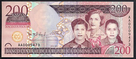 The Mirabal Sisters on the 200 peso note. Credit: tomchao.com.
