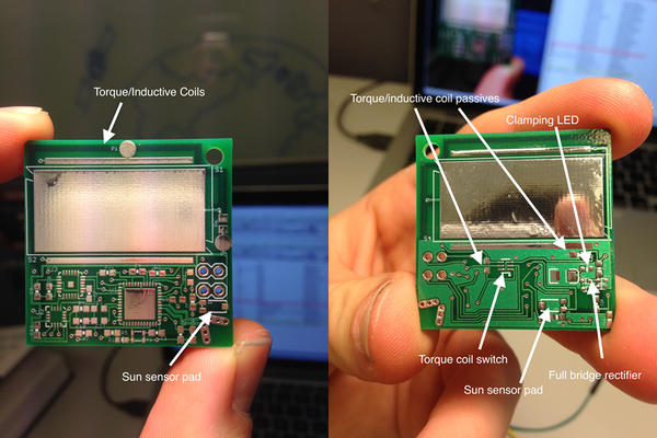 A preview of KickSat-2 showing its component circuits. Credit: @spacecraftlab on Twitter