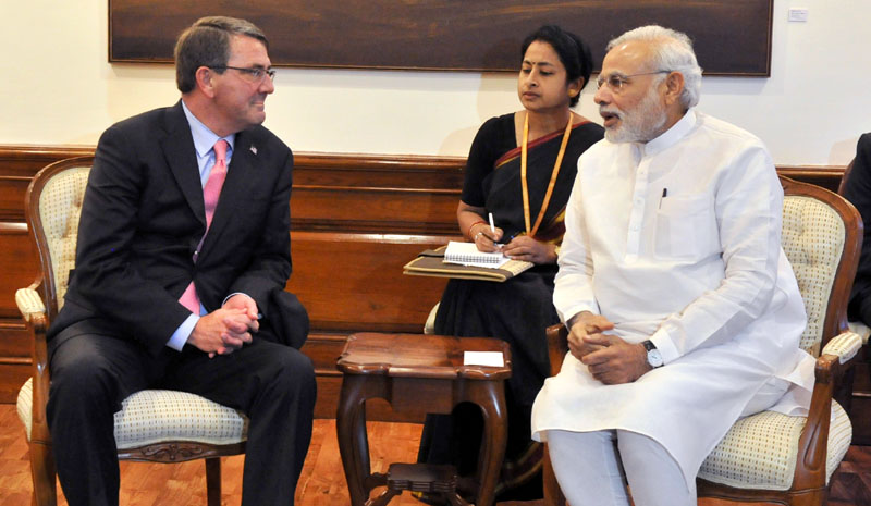 File picture of Prime Minister Narendra Modi with US Defence Secretary Ashton Carter. Credit: PTI