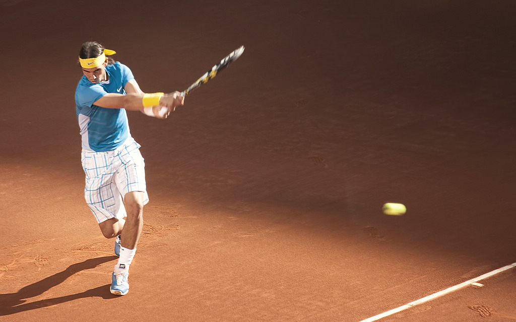 Rafael Nadal in action, 2010. Credit: pictfactory/Flickr, CC BY 2.0