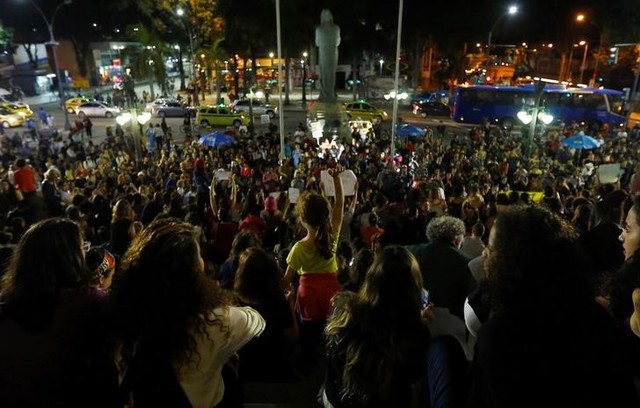 Demonstrators attend a protest against rape and violence against women in Rio de Janeiro, Brazil, May 27, 2016. Credit: Reuters/Ricardo Moraes