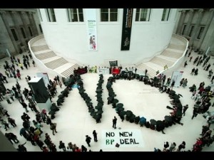 Protestors against BP sponsorship of the British Museum last year, 2015. Credit: Youtube
