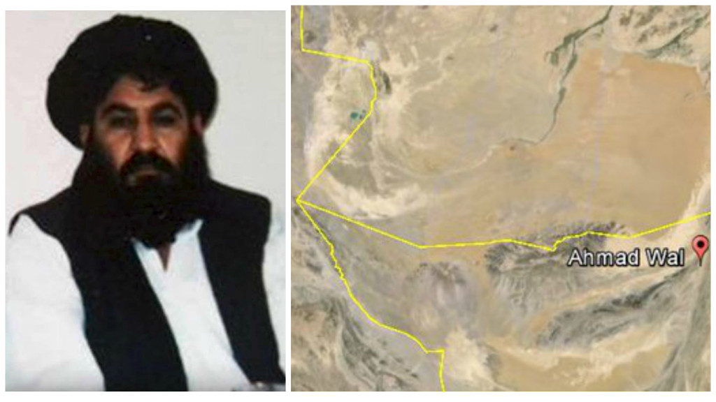 Taliban Mullah Mansour and map