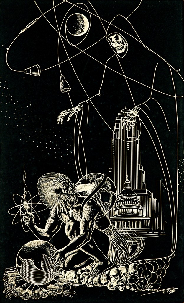 Stop Burning Asia (The Death [sic] is Shadowing You), Scratchboard, 20” x 12”, 1972