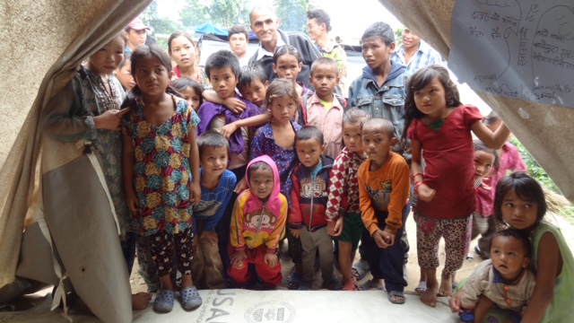 Children from Haku village in an IDP camp in Kalikasthan, Rasuwa. Credit: Shradha Ghale