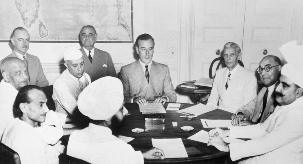 Viceroy of India Mountbatten meets Indian leaders to plan how to partition India into two nations. Credit: Flickr