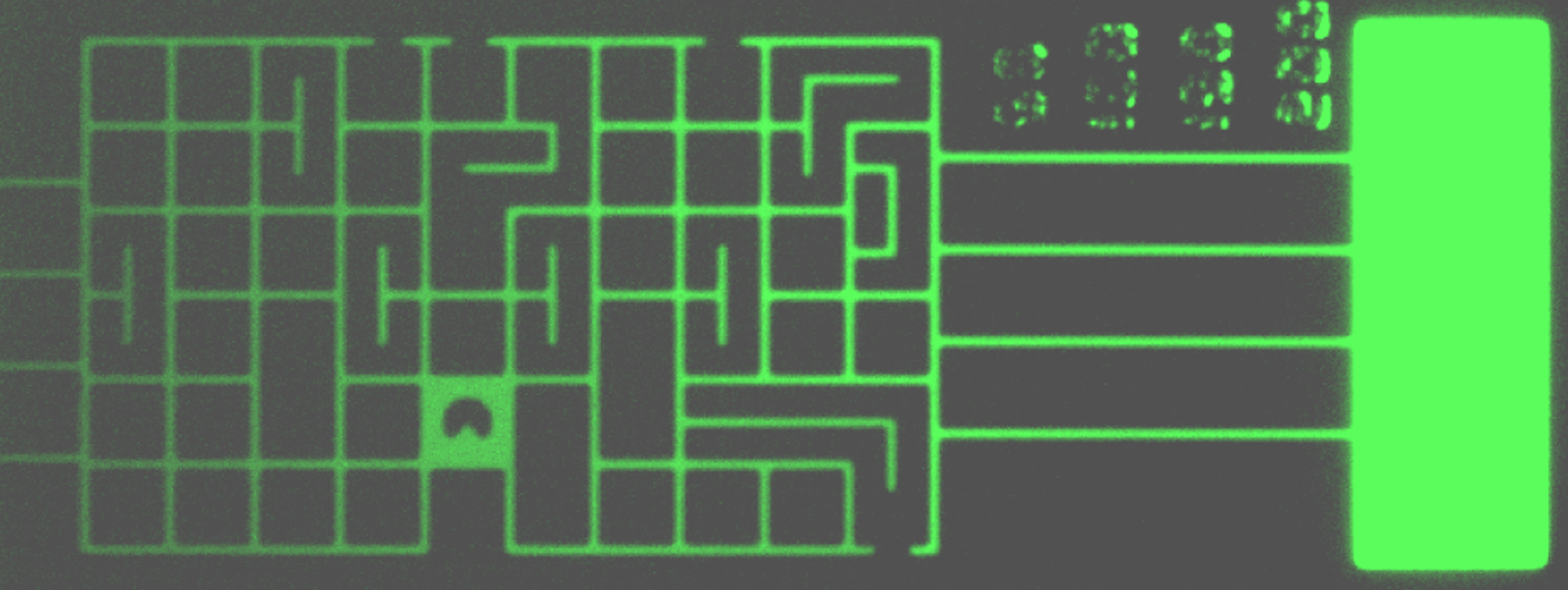 Image of the maze loaded with fluorescein. The rectangle on the right is the finish line.