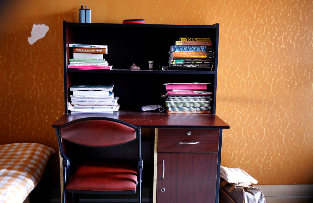 The study table of Meer Saameh Mubasheer is pictured in his room at his family home, in Dhaka, Bangladesh, July 5, 2016. Credit: Reuters/Mohammad Ponir Hossain