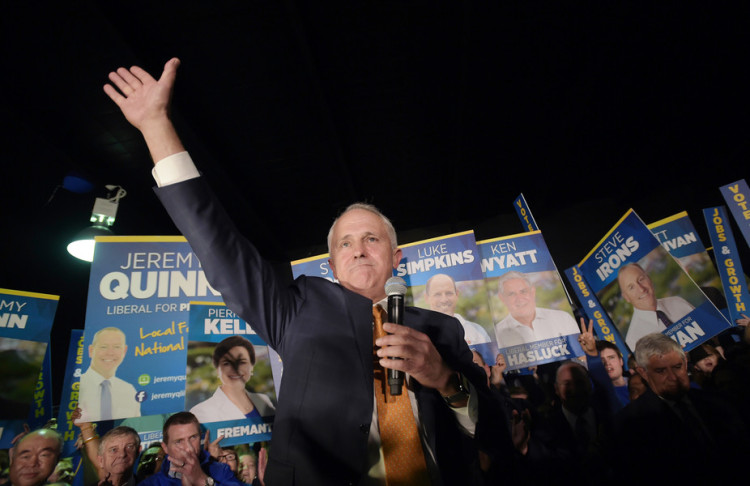 Malcolm Turnbull in full fight. Credit: EPA