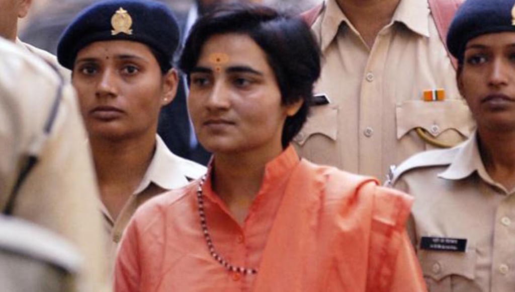 Pragya Singh Thakur after the NIA order. Credit: Youtube