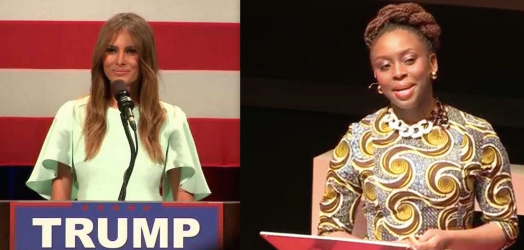 Melania Trump (L) and Chimamanda Ngozi Adichie (R). Credit: Reuters, Wikipedia