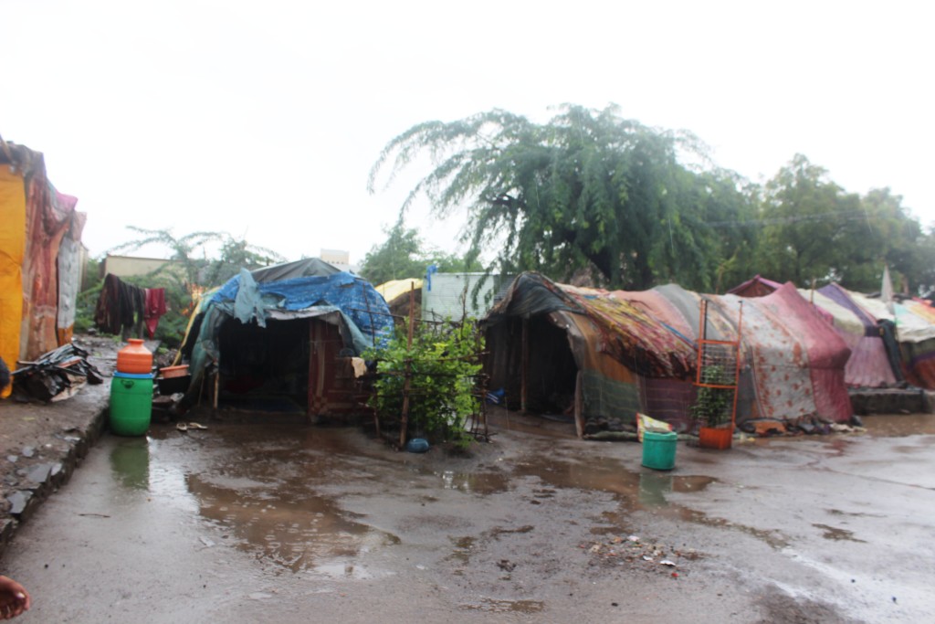 Huts in which Domabari community in Anthurne village reside in.