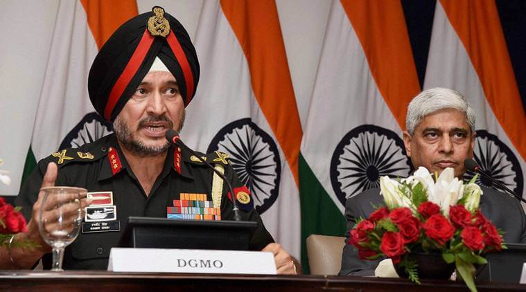 DGMO Lieutenant General Ranbir Singh holding a press conference to announce that India conducted surgical strikes. Credit: PTI