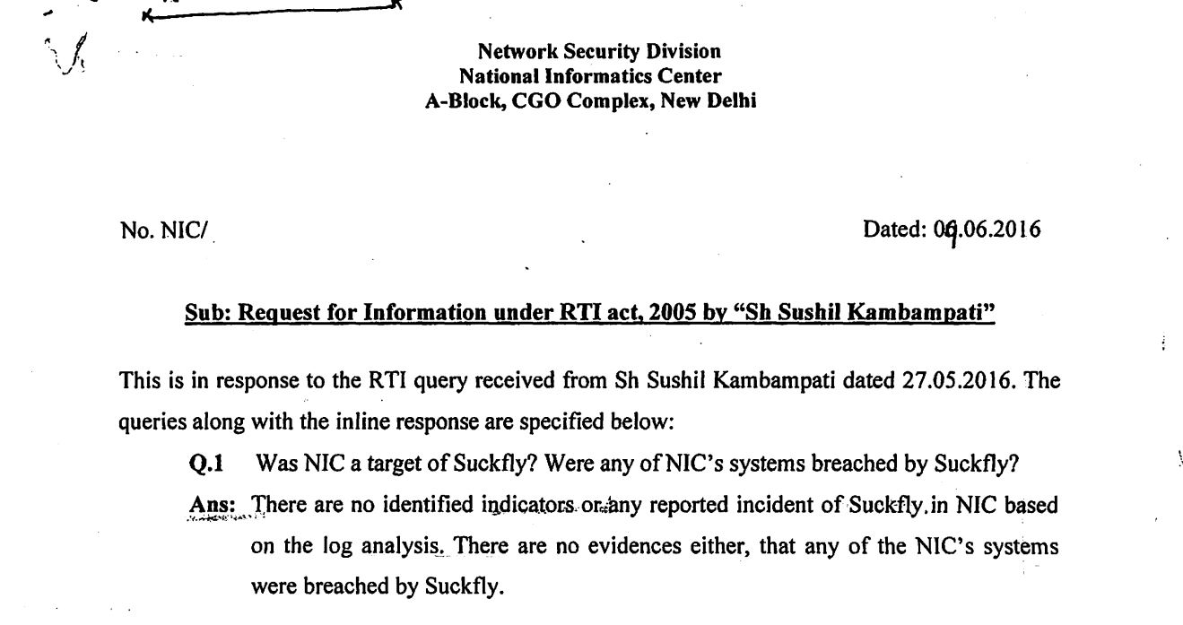 A clipped excerpt of the RTI sent to the National Informatics Centre.