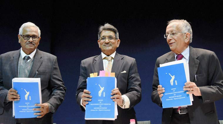 Lodha Committee members holding copies of their report on the BCCI. Credit: PTI