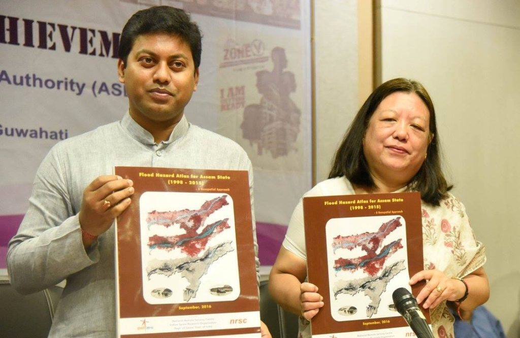 Release of the updated Flood Hazard Atlas for Assam state by Pallab Lochan Das. Credit: ISRO