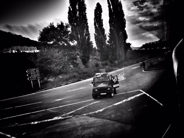 Serb border police keeps an eye on every movement. Credit: Shome Basu