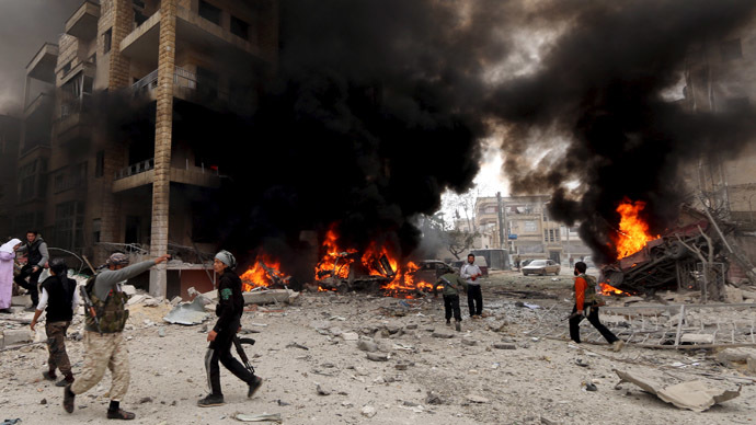 Al-Dubeit neighborhood in Idlib city, April 5, 2015. Credit: Reuters