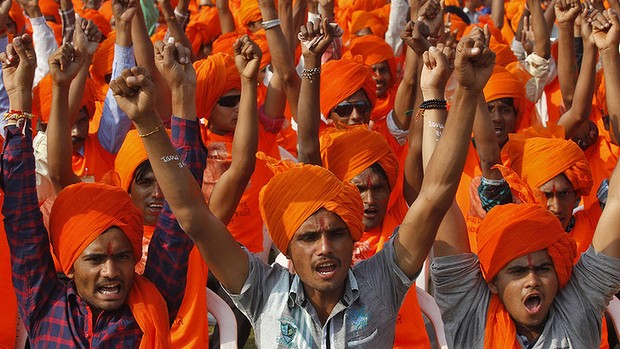 BJP supporters at a election rally in Ahmedabad in 2014. Credit: Reuters