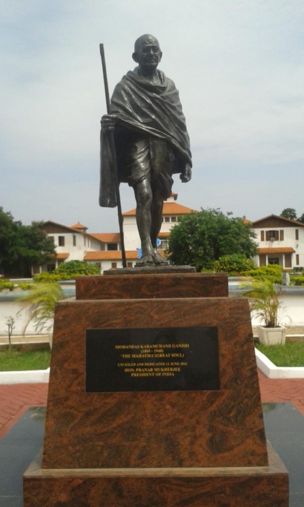 Statue of Mahatma Gandhi at the University of Legon in Ghana. Credit: Twitter