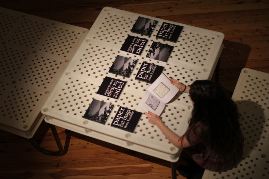 <em>Paper txt messages from Kashmir</em>. Courtesy: Alana Hunt