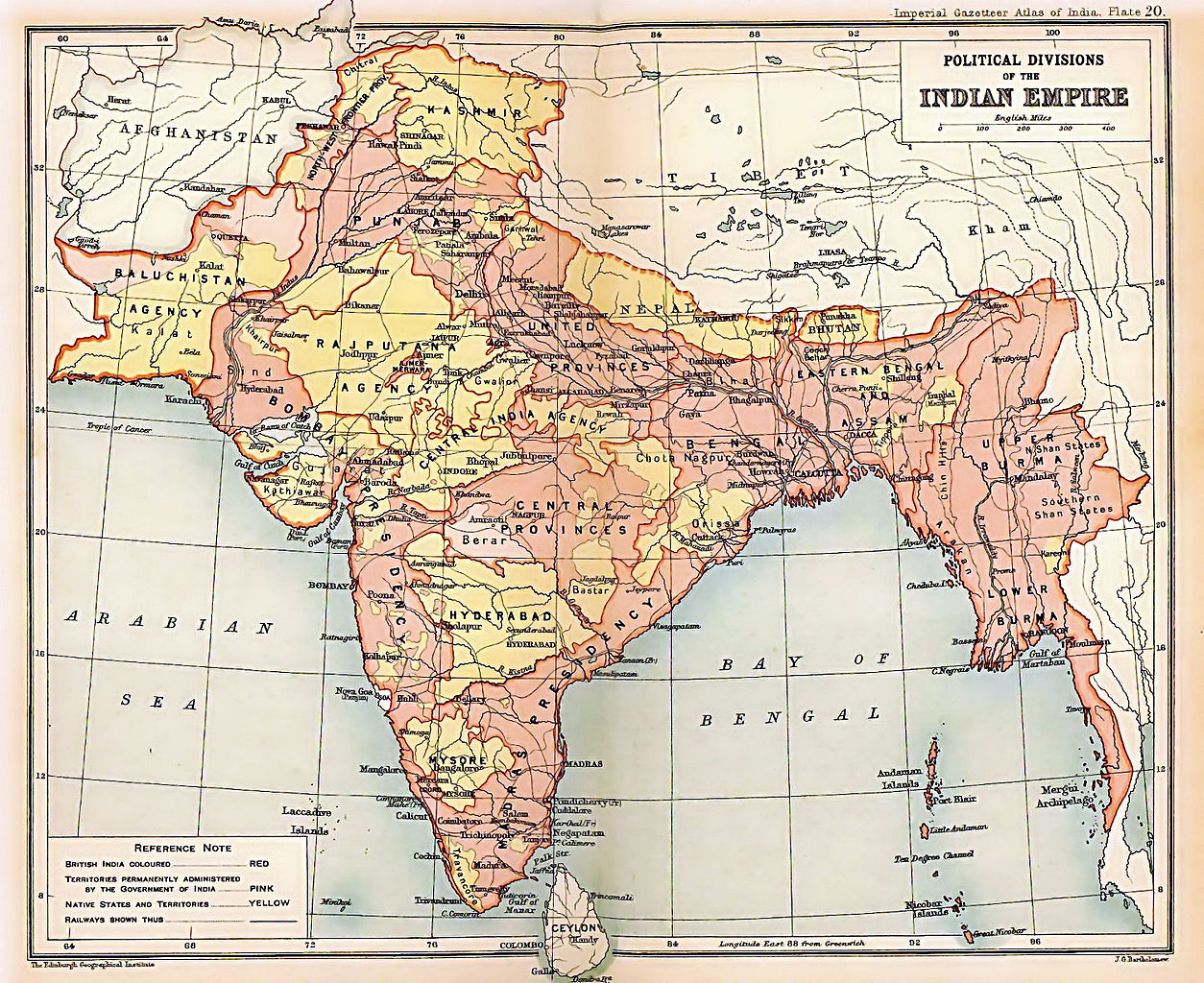 A map of India from 1909. A plague followed a famine in 1896 that had been particularly severe on the Central Provinces. Credit: Wikimedia Commons