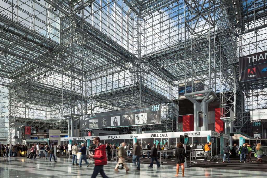 The Javits Convention Centre in New York, with its glass ceiling, where Hillary Clinton will be holding her election night rally