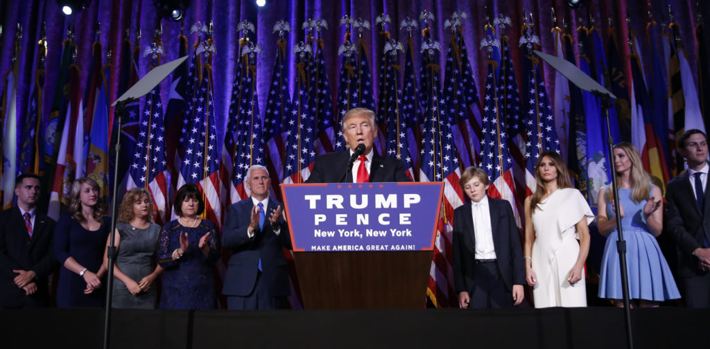 US president-elect Donald Trump speaks at his election night rally in Manhattan, New York, US, November 9, 2016. Credit: Reuters