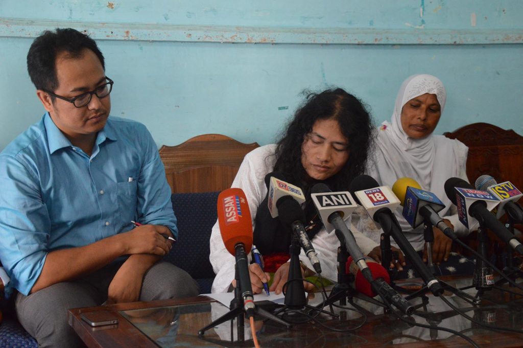 The convenor and two co-convenors at the formal inauguration of the party, at the Imphal Press Club, on October 18 - the date on which Manipur’s parliament first convened in 1948, before the merger with India. Credit: Grace Jajo