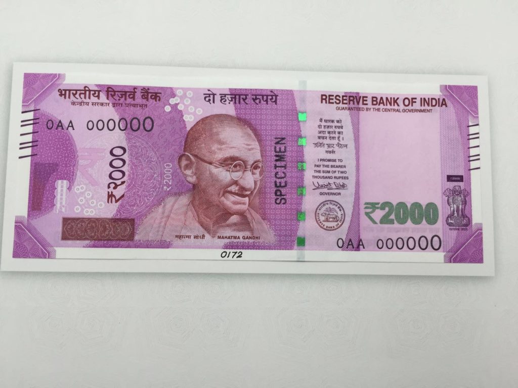 A specimen 2000 rupee note. Credit: ANI/Twitter