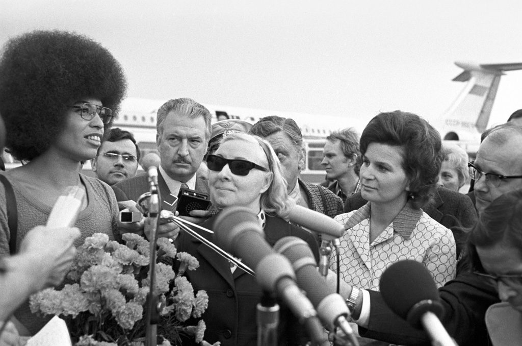 File photo of Angela Davis (left) and Russian cosmonaut Valentina Tereshkova (right). Credit: RIAN Archive