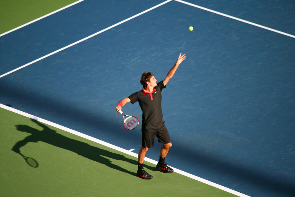 Roger Federer at the 2009 US Open. Credit: bosstweed/Flickr, CC BY 2.0 (tennis)