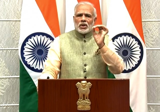 Prime Minister Narendra Modi delivers his new year's eve address. Credit: Twitter