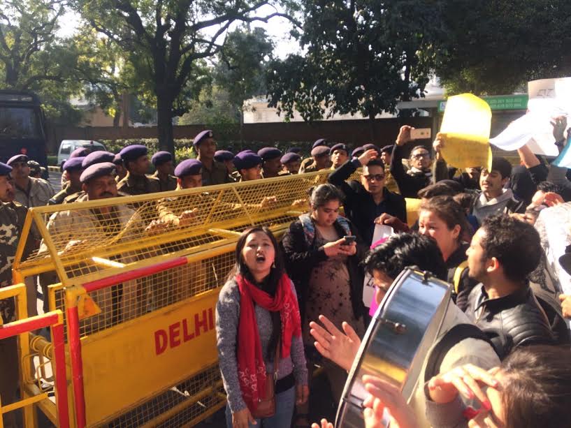 Students protest in Delhi. Photo courtesy: JNU Ladakh Student Forum/The Ladies Finger