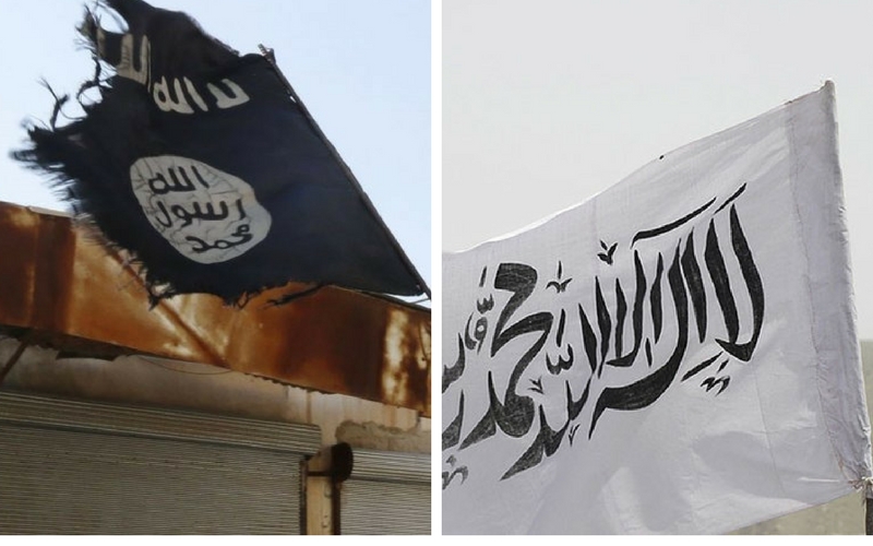 The ISIS and Taliban's flags. Credit: Reuters