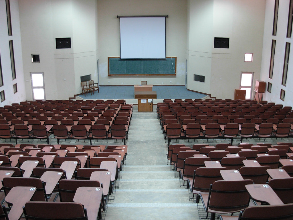 It remains to be seen whether state governments will be happy just having IITs or whether they’ll push for them to become centres for research and change. A lecture hall at IIT Kharagpur. Credit: ambuj/Flickr, CC BY 2.0