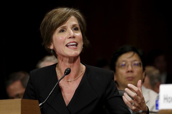 FILE PHOTO - Sally Quillian Yates testifies during a Senate Judiciary Committee hearing on