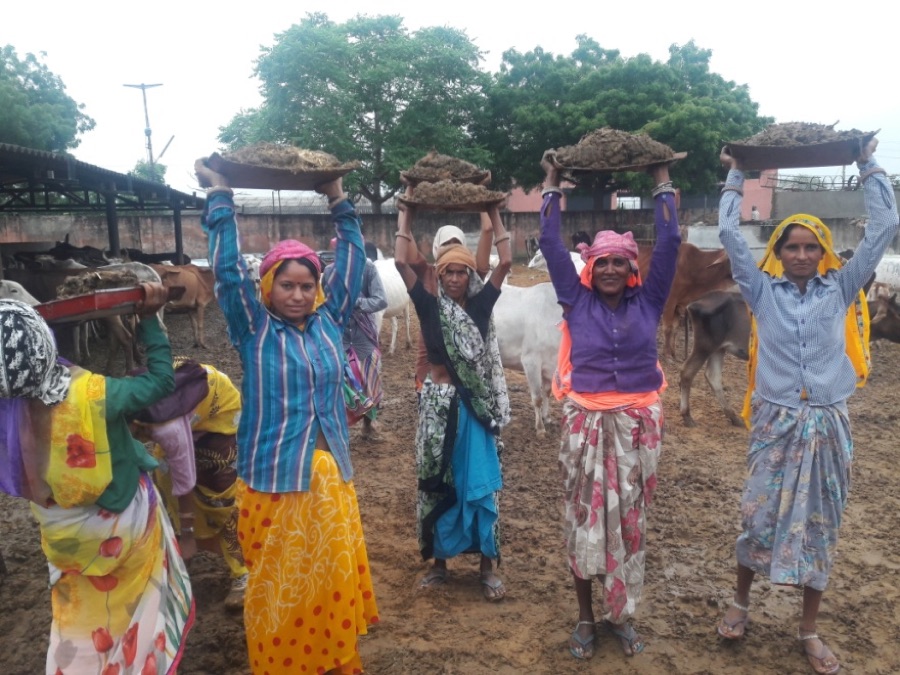 Aggrieved gaushala workers. Credit: Shruti Jain