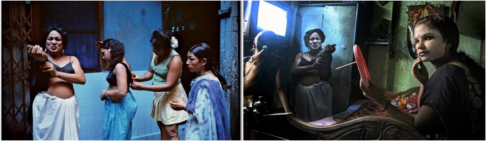 Mary Ellen Mark's photo (L) and Souvid Datta's manipulated image.